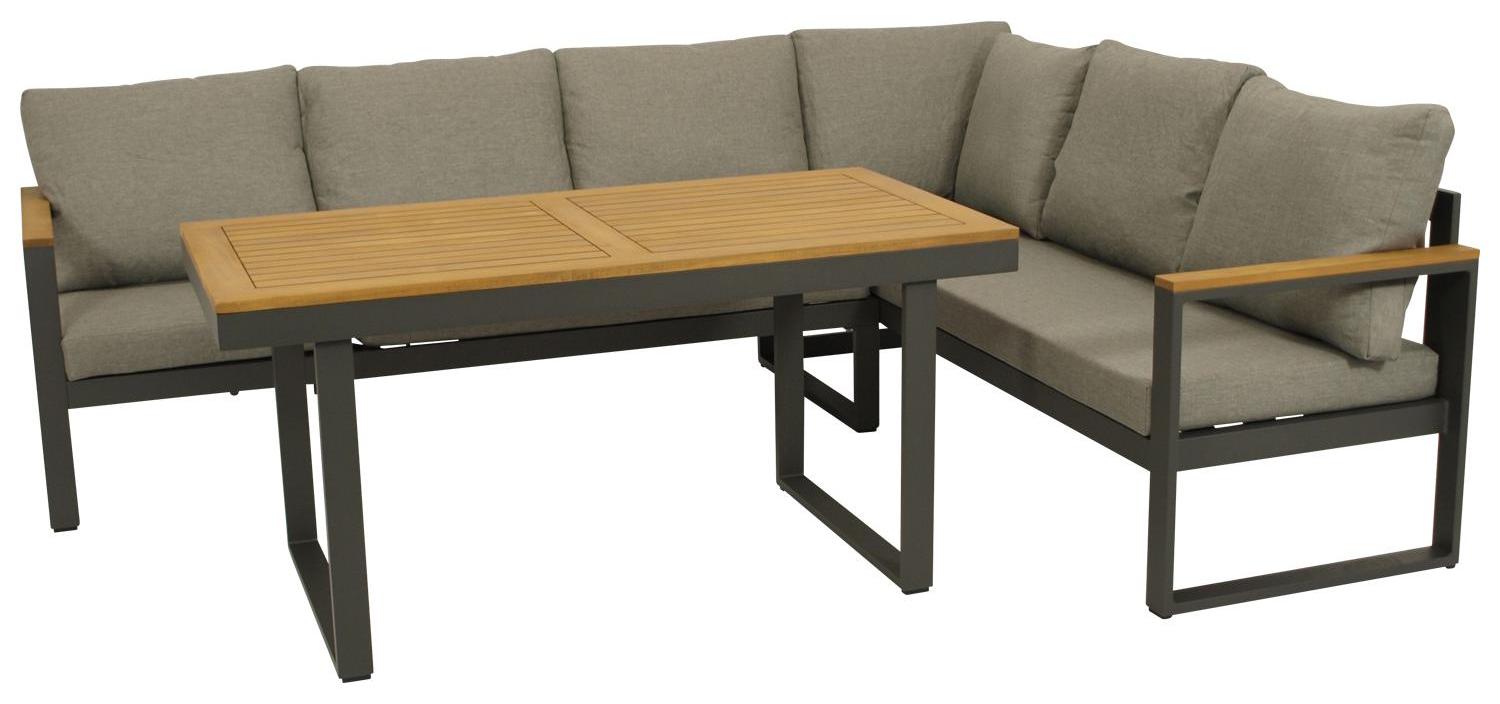 Eck-Diningset aus Akazie mit Polstern 187 x 71 x 187 cm