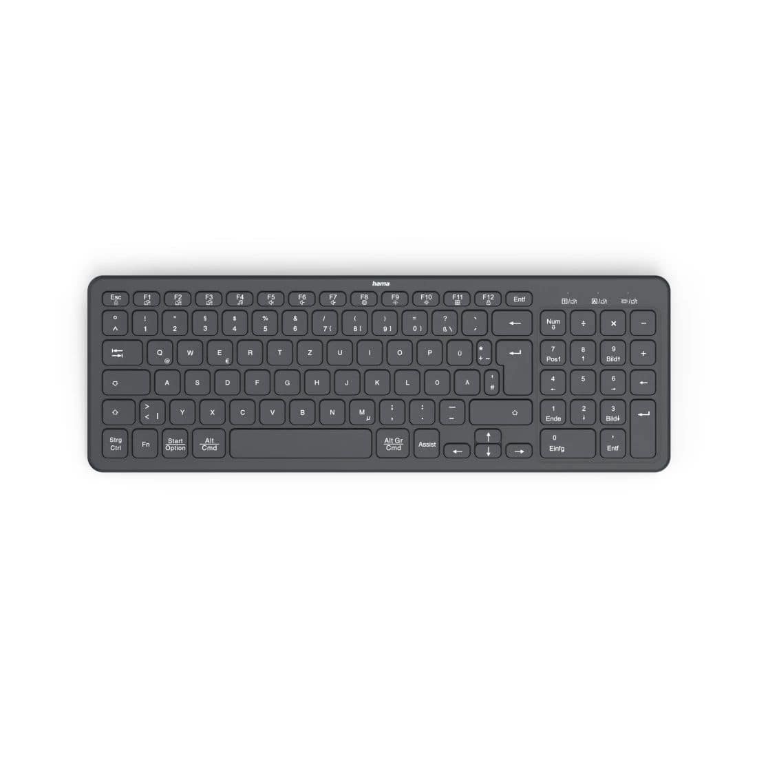 Hama 173057 WK-300 Heimbüro Tastatur RF Wireless + Bluetooth 2.4 GHz (Schwarz) 00173057