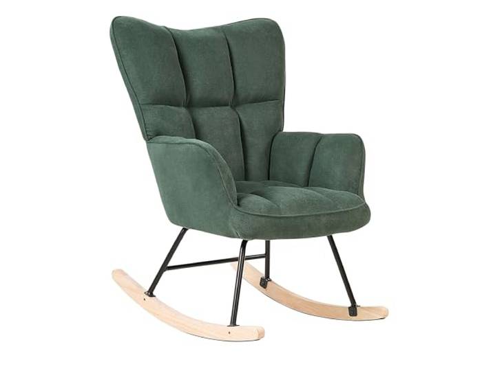 Beliani Schaukelsessel aus Stoff grün gepolstert Schaukelstuhl modern gemütlich Oulu