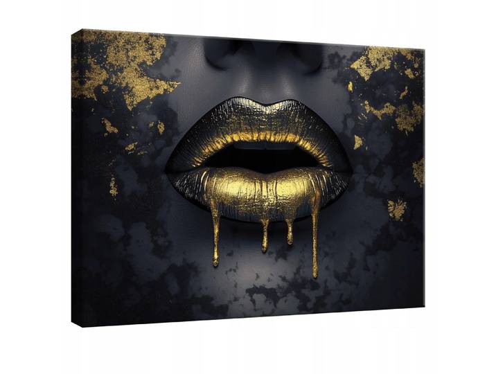LEINWANDBILD Abstrakt Frau Gold Schwarz Modern 100x70