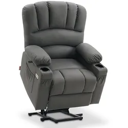 M MCombo Relaxsessel mit Aufstehhilfe & Liegefunktion 7102, Fernsehsessel elektrisch verstellbar, TV Sessel mit Massage Wärmefunktion, für Senioren Wohnzimmer, USB