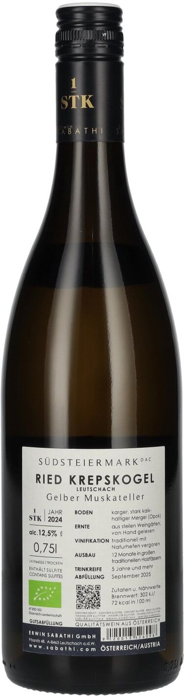 Weingut Erwin Sabathi Erwin Sabathi Gelber Muskateller Ried Krepskogel Südsteiermark DAC 2024 12,5% Vol. 0,75l