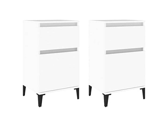 fsahslih Nachttische 2er Set Weiß 40x35x70 cm Holzwerkstoff Metall Stabile Beistelltische aus Holzwerkstoff und Metall mit viel Stauraum für Schlafzimmer und Wohnzimmer.