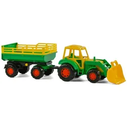Polesie Cavallino Traktor mit Frontlader und Anhänger grün
