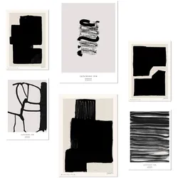 POSTER Set Mit 6 Japanische Tuschekunst Schwarzweiß A3 & A4 Rahmenlos