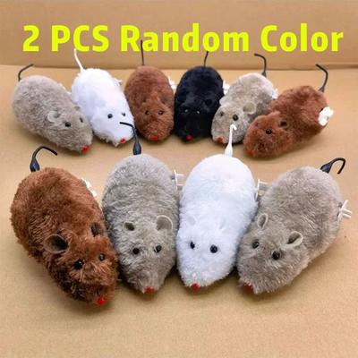 Inspire Essentials Fluffy Mechanical Mouse Cat Toy Set For Interactive Hunting Play 2pcs