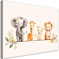 WANDBILD für kinderzimmer afrikanische bunte tiere in beige