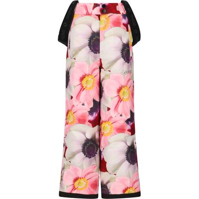 Skihose ZIGZAG "Soho", Jungen, Gr. 110, EURO-Größen, pink, weiß, 100% Polyester, geblümt, lang, Hosen Skihose, aus atmungsaktivem Material