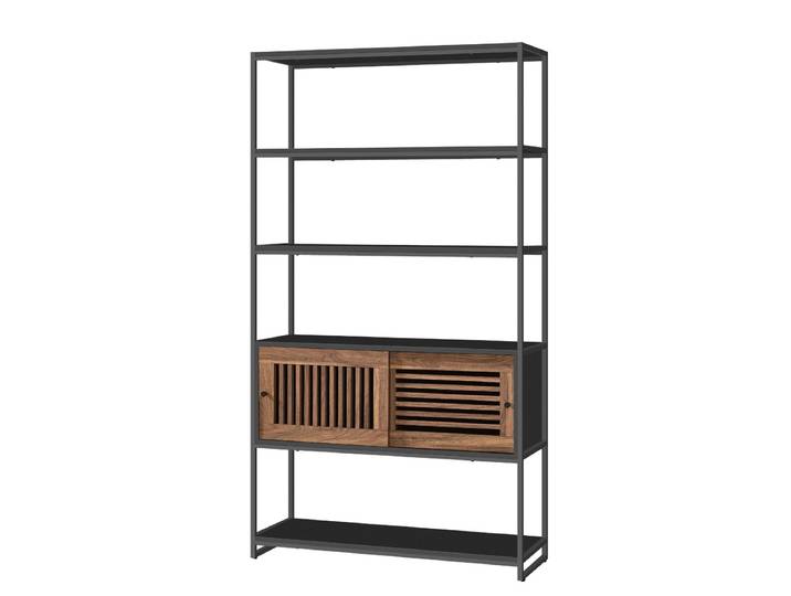 Bücherregal Sideboard 5 Ebenen mit Schiebetür