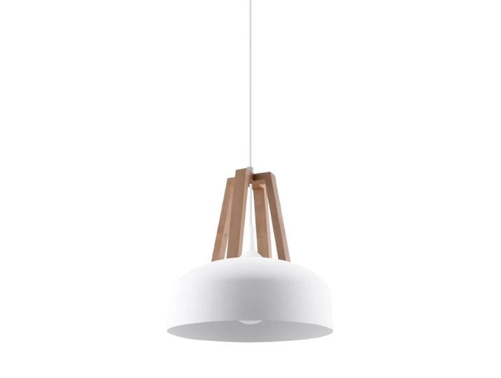 Design Pendellampe „Casco“ Weiss / Holz Sollux Lighting