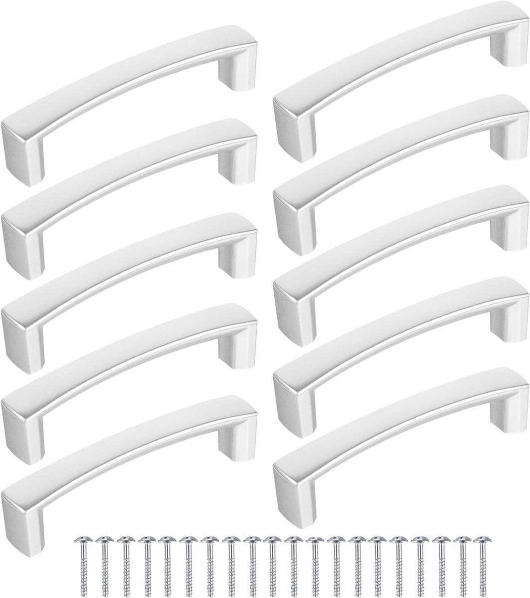Set van 10 universele meubelgrepen voor keukenkasten en meubels, zilverkleurig, 96 mm