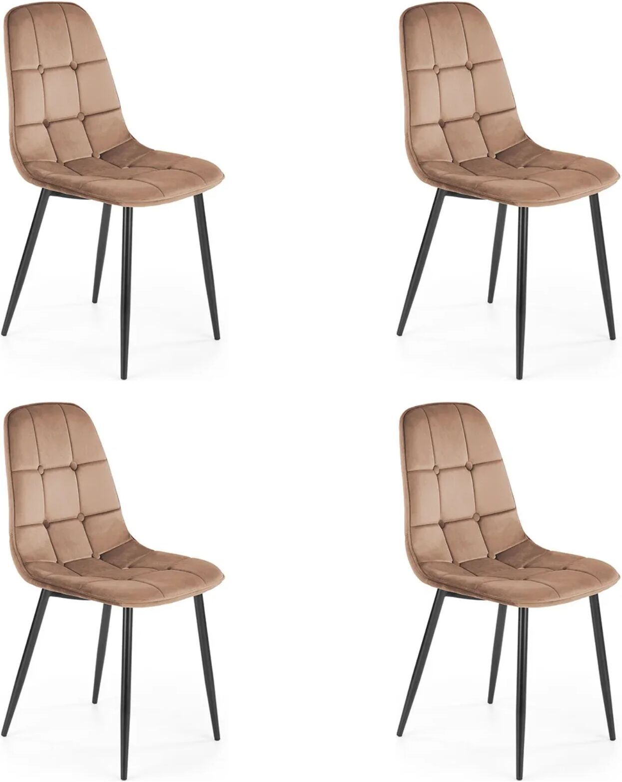garneroarredamenti Set 4 sedie sala da pranzo imbottite in velluto beige Amos
