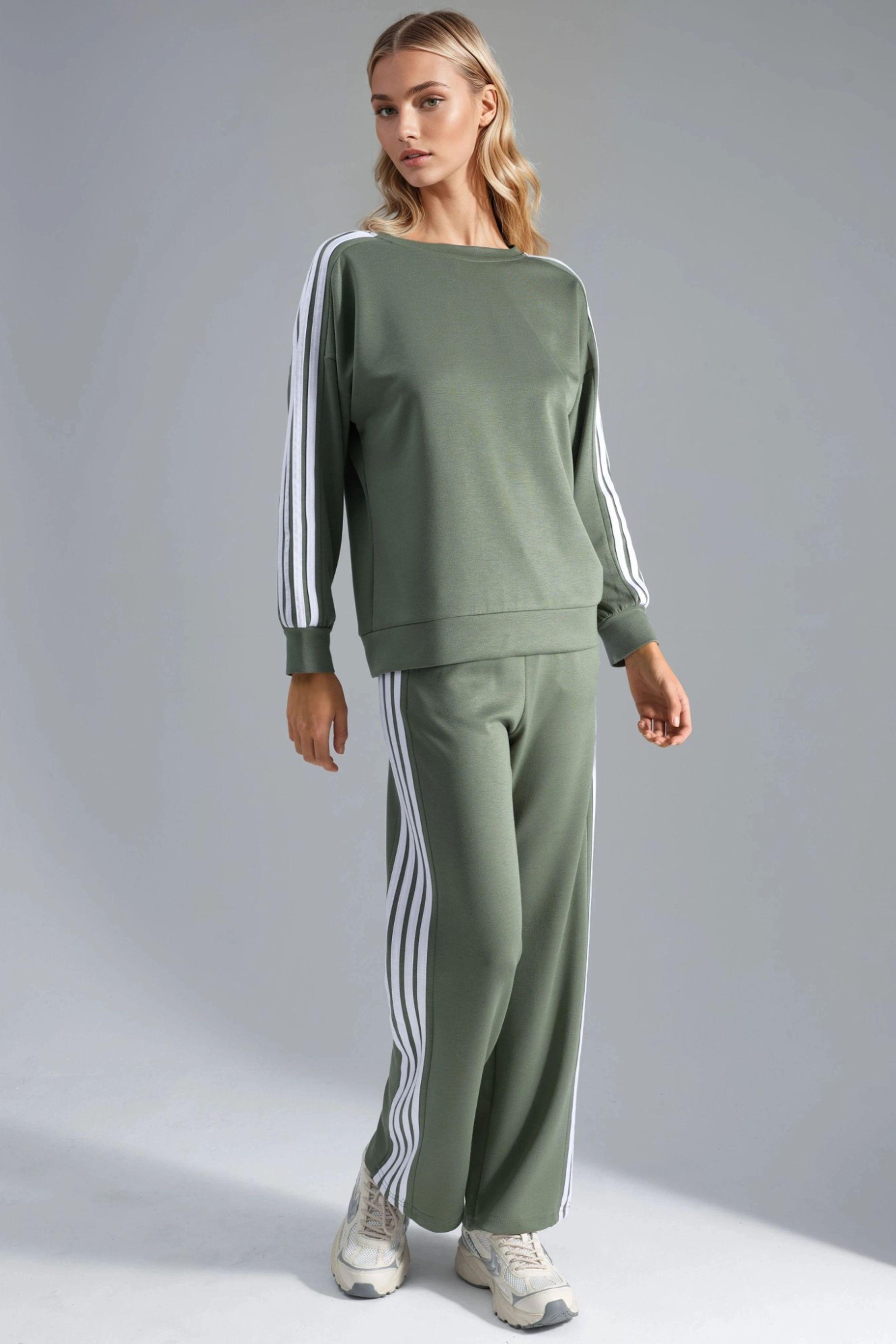 Gestreiftes Sweatshirt mit Rundhalsausschnitt und gerade geschnittene Hosen Coord