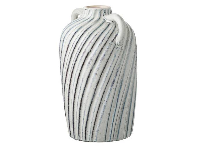 Vase Vase, Blau, Weiß, Keramik, bauchig, 14x15.5x22 cm, Dekoration, Vasen, Keramikvasen