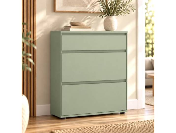 Lomadox Wohnzimmer Kommode 75 cm breit in Grün mit 2 Klappen & 1 Schublade