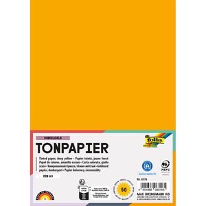 Folia Tonpapier 6316, A3, dunkelgelb, 130g/m², 50 Blatt
