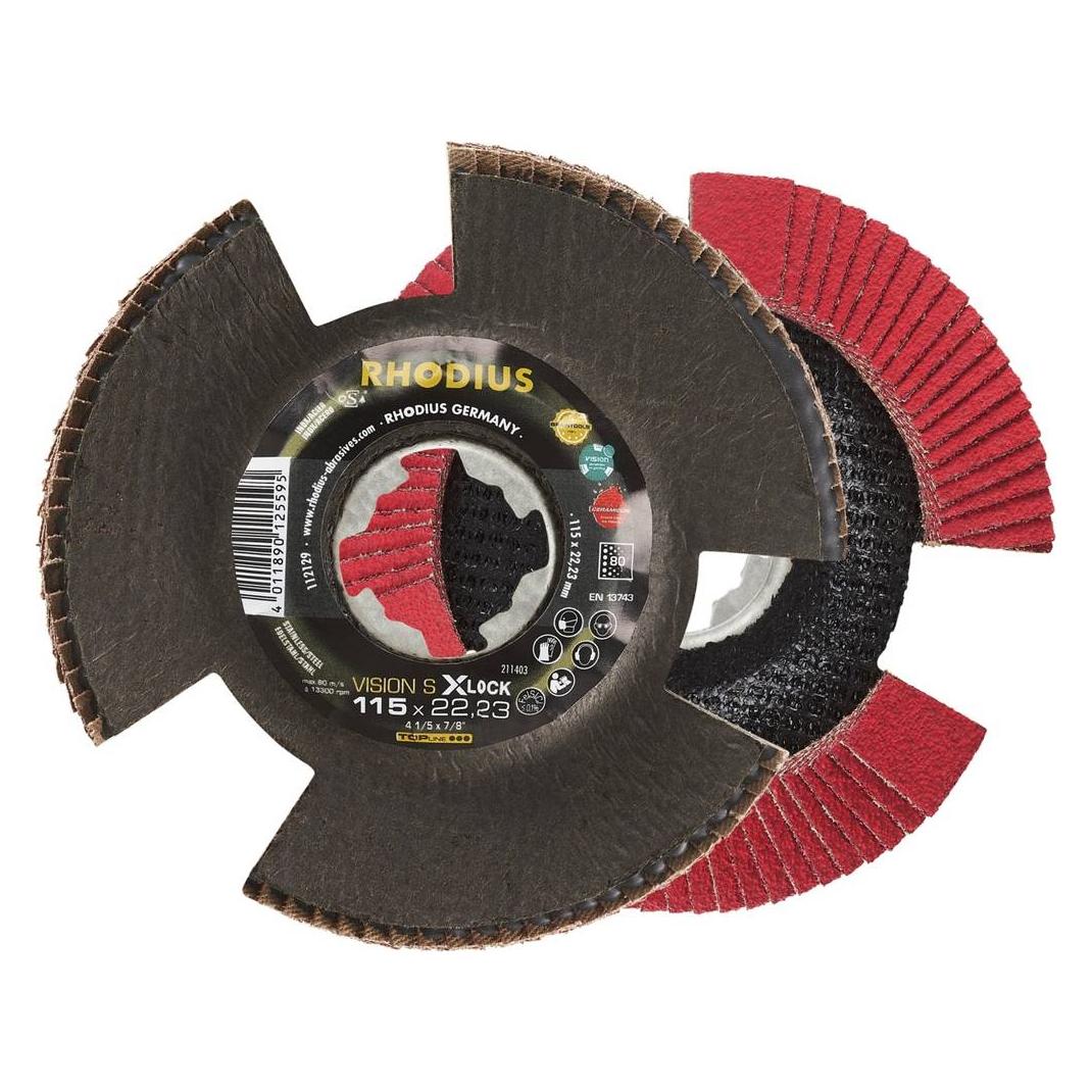 Rhodius TOPline VISION SPEED X-LOCK Fächerschleifscheibe 115 x 22,23 mm K80 (80) (95345164)
