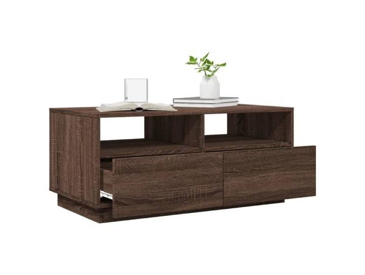 Table basse LED - SALALIS - Chêne marron - 90x49x40 cm - 70 kg - Montage requis