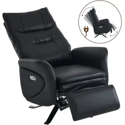Home Nature Wohnkonzept Elektrischer Relaxsessel Fernsehsessel elektrisch mit Fußstütze Kunstleder Schwarz Designfuß Schwarz