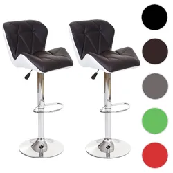 2er-Set Barhocker HWC-A92, Barstuhl Tresenhocker, höhenverstellbar Kunstleder ~ braun
