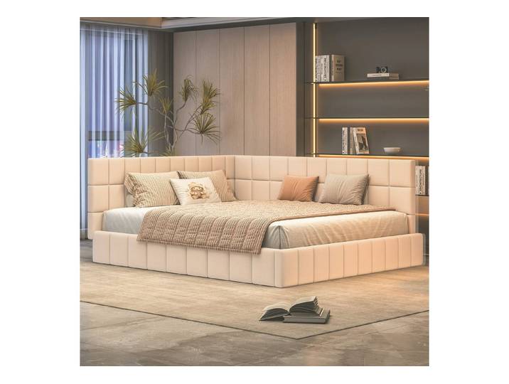 MODFU Schlafsofa mit Lattenrost, hochwertiger Samtstoff, Polsterbett 160x200, Multifunktionsdesign, Jugendbett, ohne Matratze