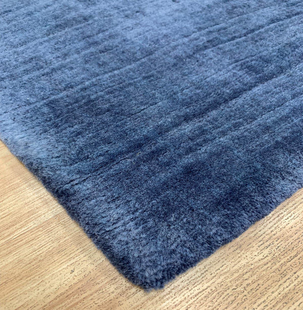 17 Stories Wool Hand Knotted Area Rug Blue 0.90m x 0.60m