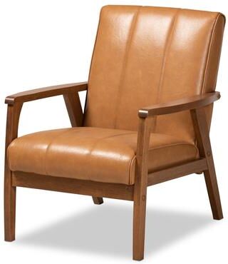 Baxton Studio Nikko Tan Faux Leather and Walnut Brown finished Wood Lounge Chair