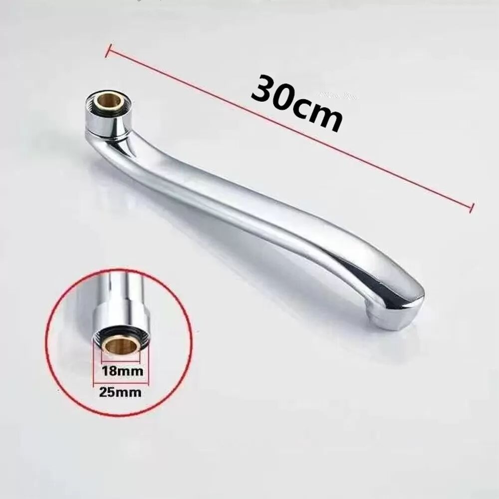 INF 30cm Edelstahl Wasserhahn Auslauf Ersatz mit Messingkappe - Silber