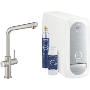 GROHE Untertisch-Wasserfilter Blue Home L-Auslauf Starter Kit, mit Armatur, Filterkartusche & CO2-Kartusche, mit 3 Funktionen