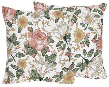Sweet Jojo Designs Vintage Floral Boho Girl 18in. Decorative Accent Throw Pillow Covers Set of 2 Pink Green Bohemian Shabby Chic
