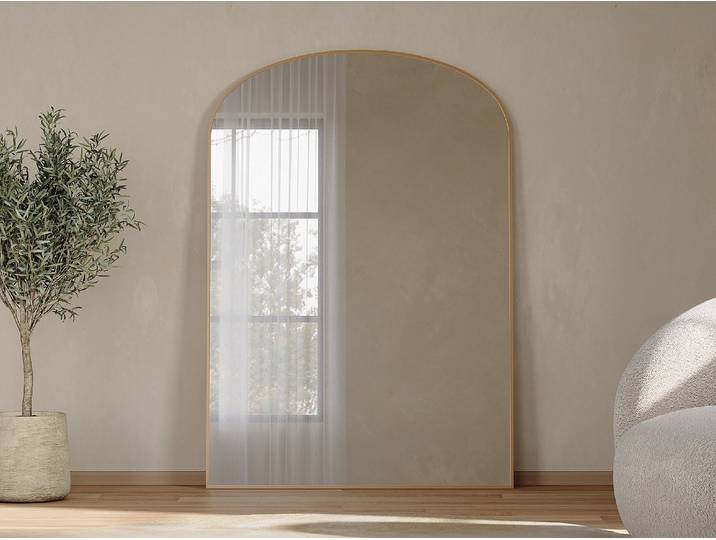 Grand miroir arche en aluminium - L. 118 x H. 170 cm - Doré - SONAVA