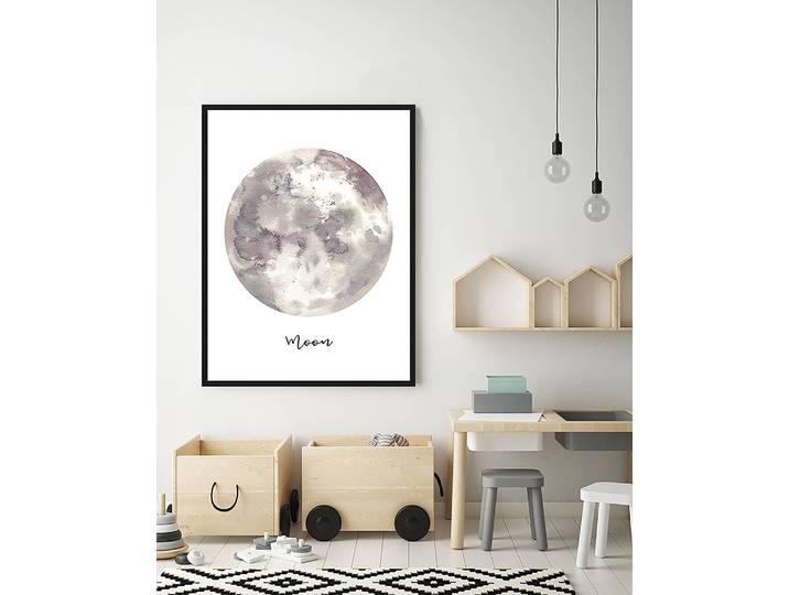 Tableau déco Watercolor Moon 63 x 83cm Multicolore