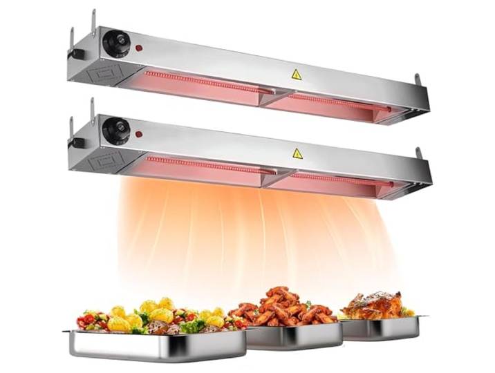Wärmelampe Küche Gastro, Edelstahl Hängende Speisenwärmer Lampe (60CM) Kommerziell Lebensmittel Wärmelampe für Buffet und Hotels, Einstellbarer Temperatur 30-85℃