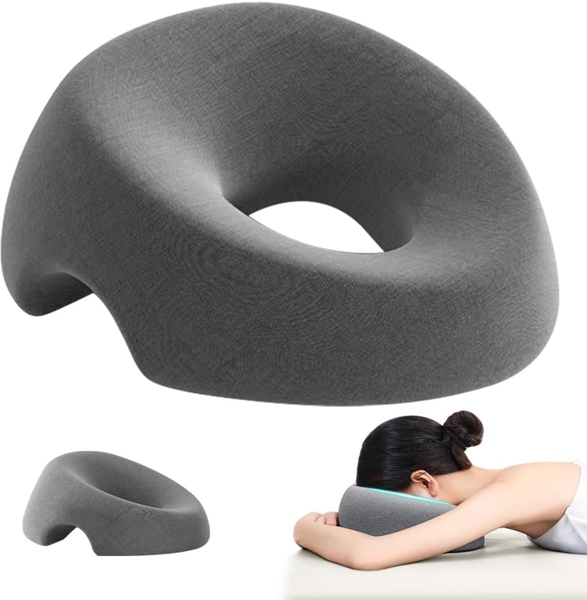 SnelShoppen Massage Gezichtskussen, U-vormig Hoofdkussen voor Bed, Salon of Spa, Donkergrijs