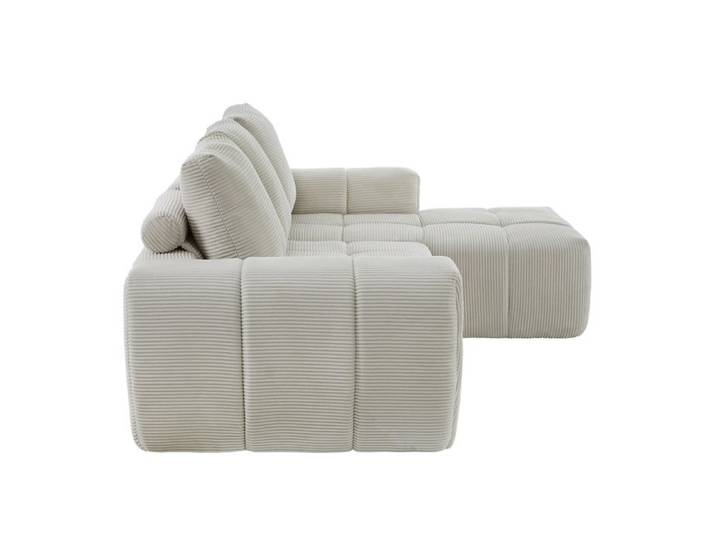 Canape d'angle compresse 4 places beige - velours cotele sans montage
