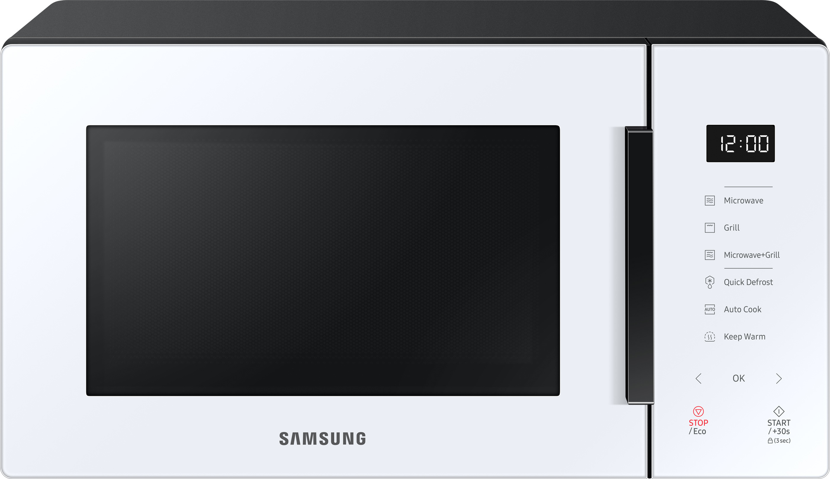 Samsung MG23T5018AW, Arbeitsplatte, Grill-Mikrowelle, 23 l, 800 W, Eingebautes Display, LED