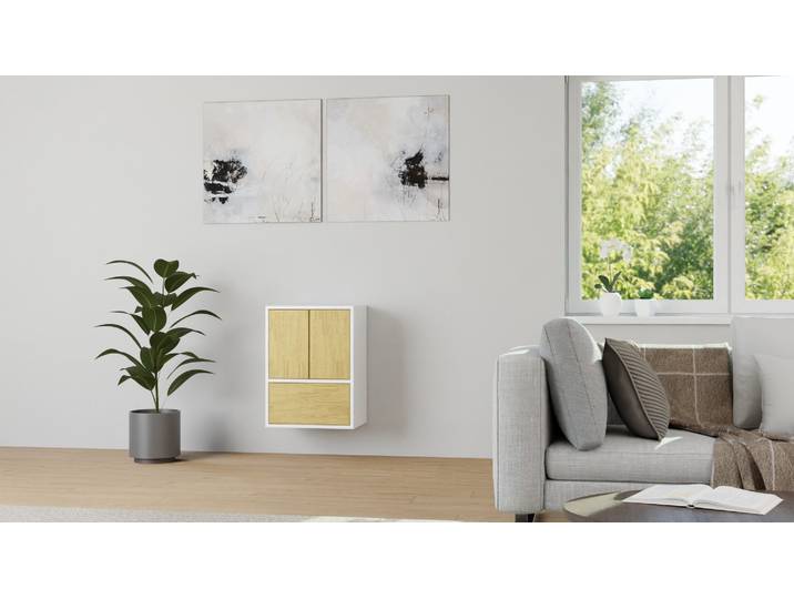 Modernes Hängesideboard nach Maß – kostenlose Holzmuster MDF Lackiert Signal­weiß RAL&nbsp;9003