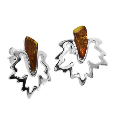 Paar Ohrstecker OSTSEE-SCHMUCK "Ostsee-Schmuck Ohrstecker Ahorn Ohrstecker Ahorn", weiß, Ohrringe, Damen, 20 x 18mm, Silber 925 (Sterlingsilber)