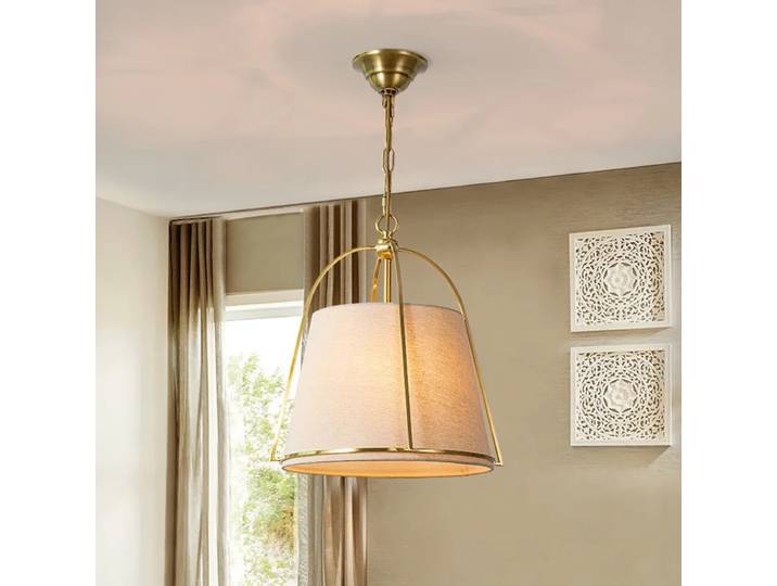 Lampe suspendue vintage en métal, lustre en tissu rétro américain pour salon, restaurant, bar, table basse