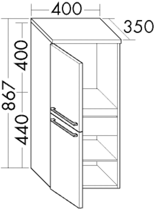 Burgbad Halbhochschrank Bel Thermo 867x400x355 Eiche Dekor Urban, UHBI040RF5303 UHBI040RF5303