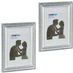 Relaxdays Bilderrahmen 20x30 cm 2er Set Silber