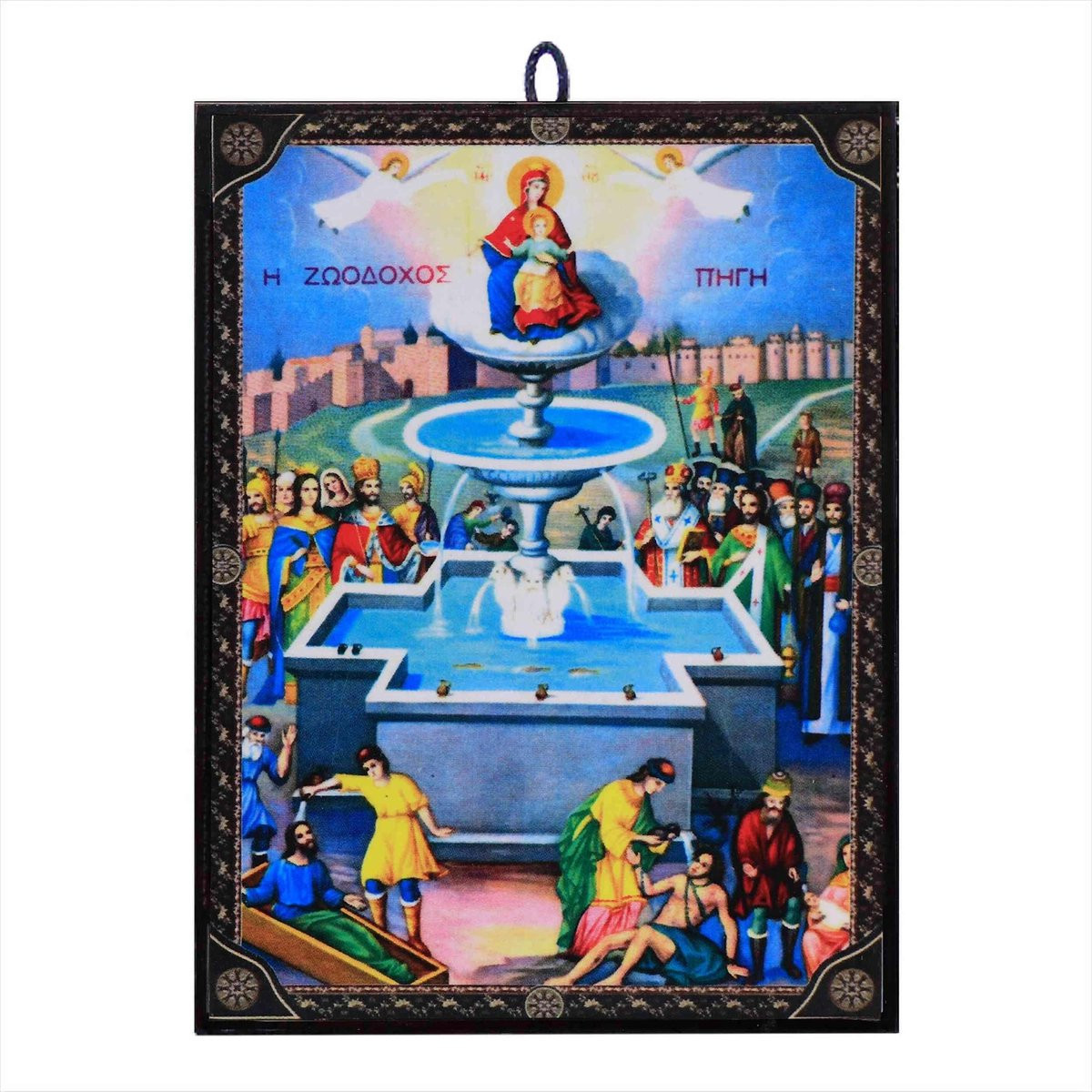 Dailygoods Icoon Orthodoxe Godsmoeder Zoodochos Pigi van hout