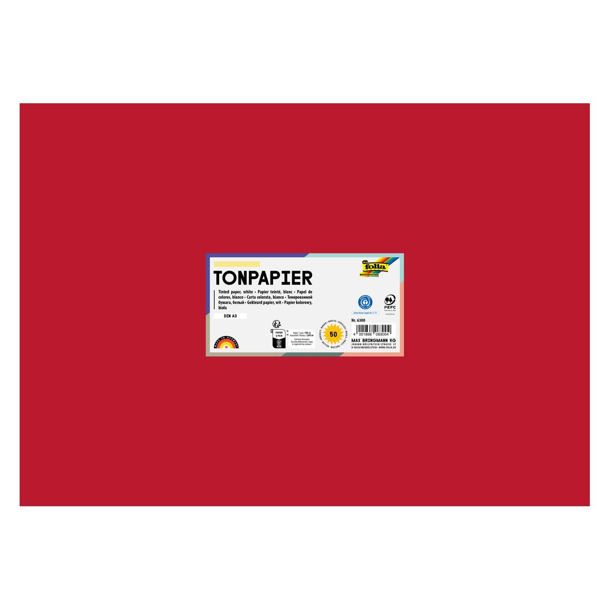 Folia Tonpapier, DIN A3, 130 g/qm, ziegelrot (130 g/m², 1x) (6318)