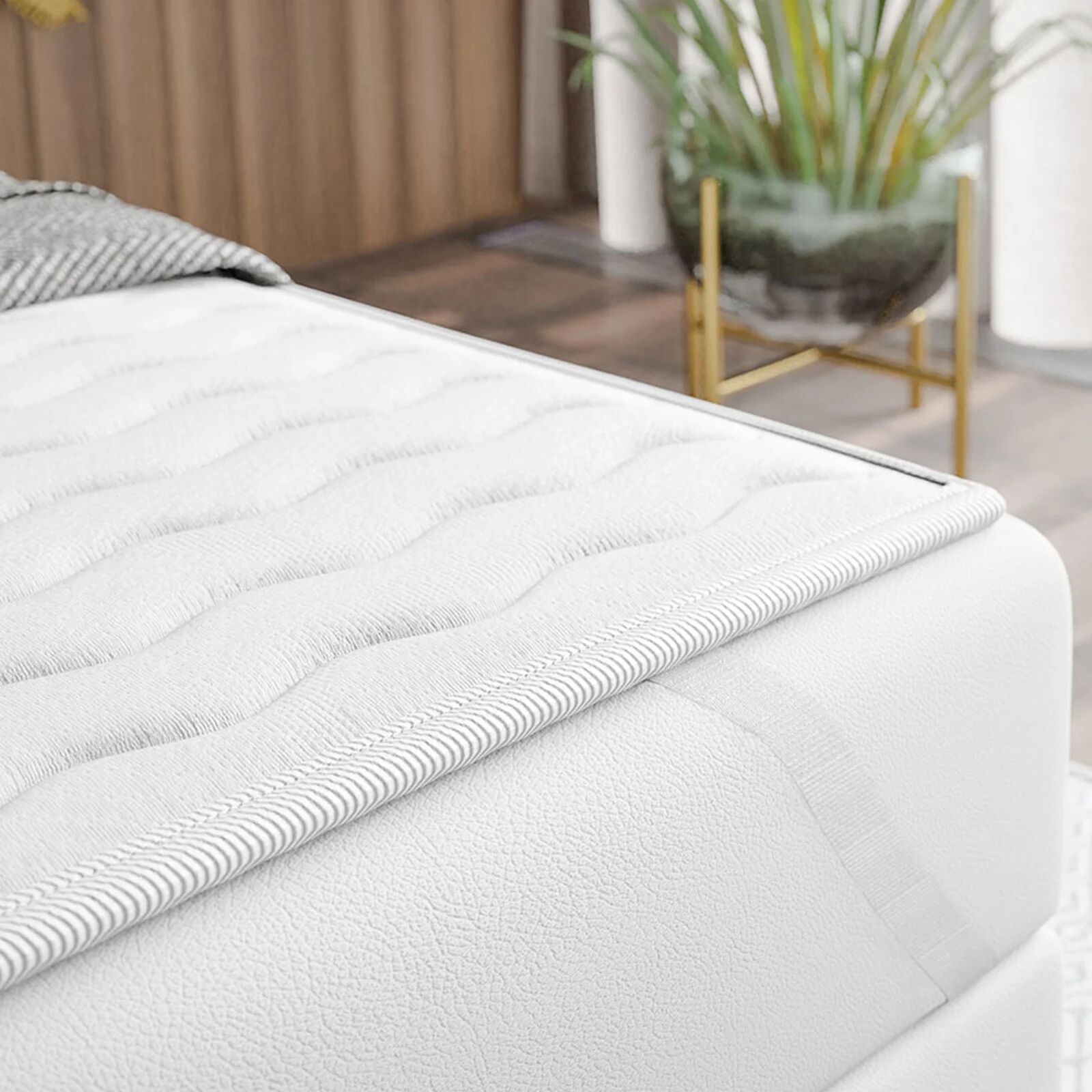garneroarredamenti Topper alla francese 140x200cm trapuntato imbottito con elastici bianco Corsica