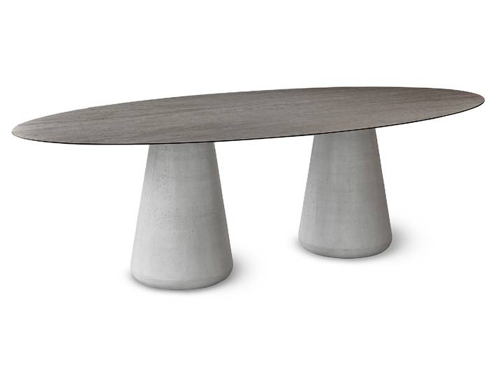 Solpuri Queen Dining Tisch Beton/Aluminium/Dekton Grau oval