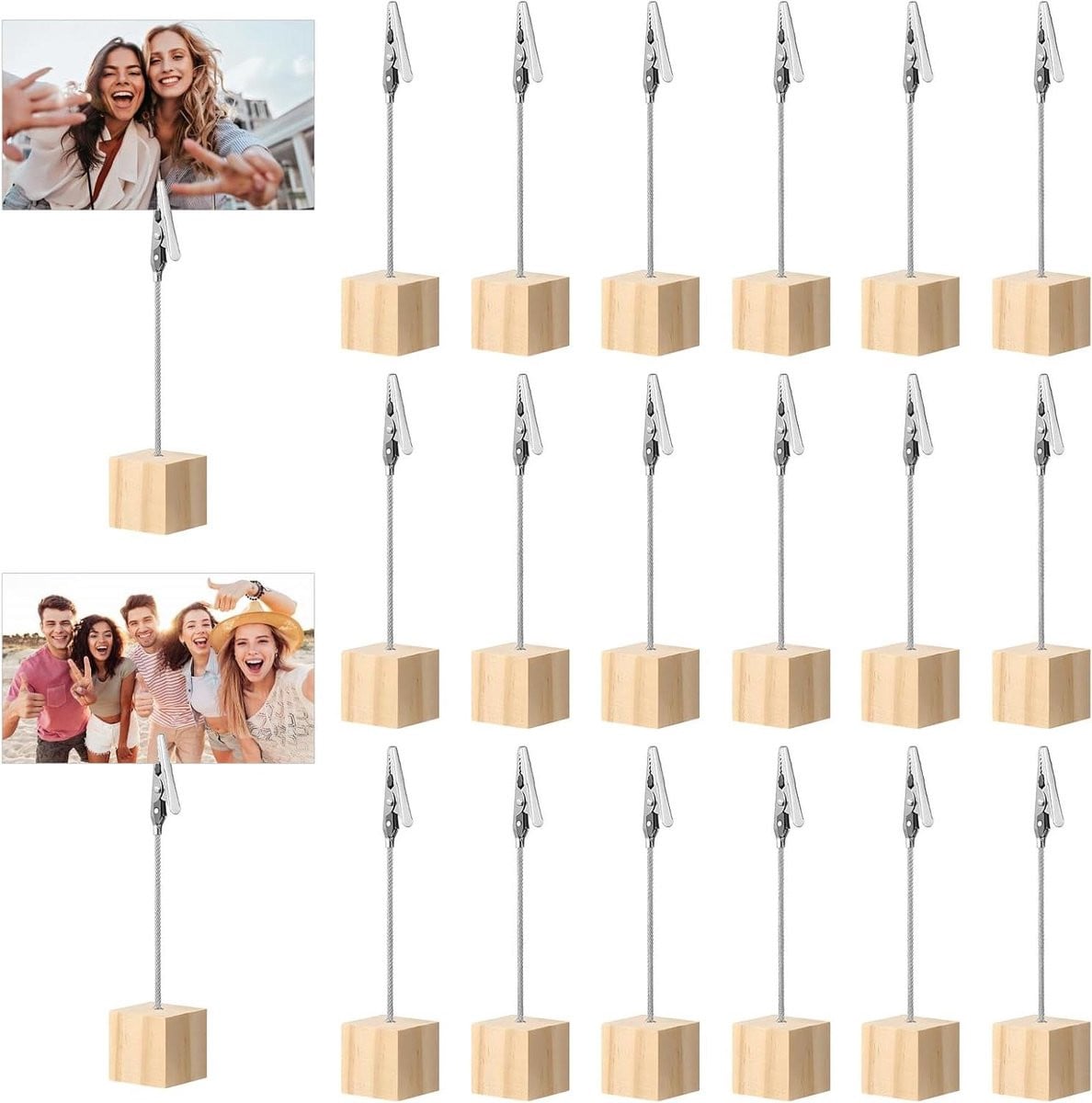 Memoclip Fotohouders met Klemmen - Natuurhout - 13,5 cm