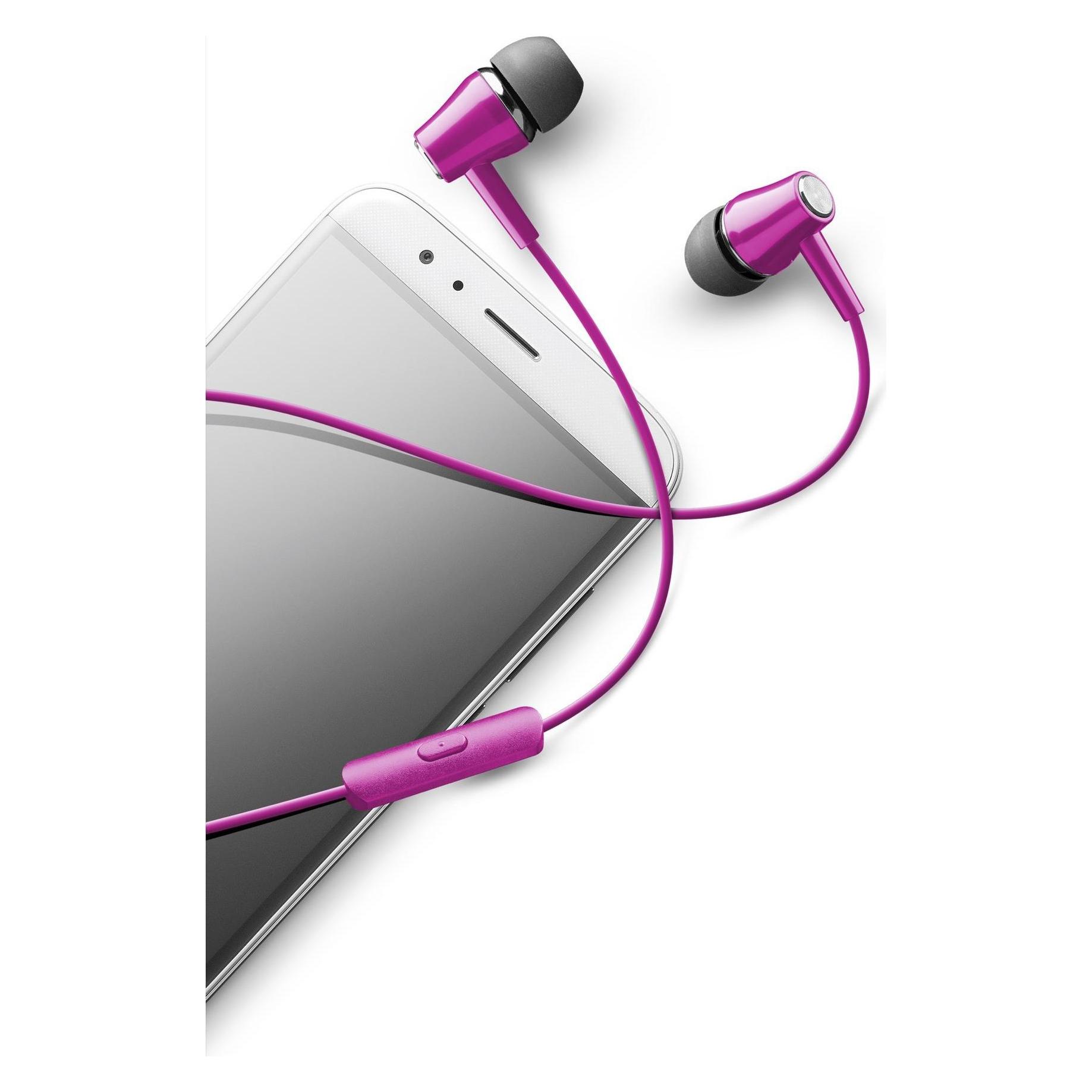 Cellularline In-ear earphones with microphone, pink (Kabelgebunden) (8018080276019)