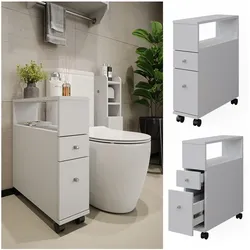 Vicco Badschrank Fynn Weiß 18 x 62 cm 2 Schubladen
