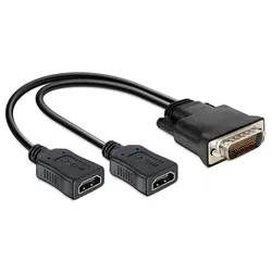 Delock 65280, 0,25 m, DMS, 2 x HDMI, Männlich, Nickel, Schwarz