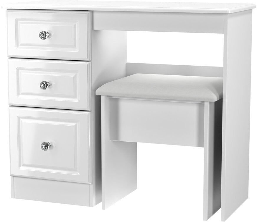 August Grove Fully Assembled Mckayla Dressing Table Set White Gloss 78.8cm H X 93cm W X 41.5cm D